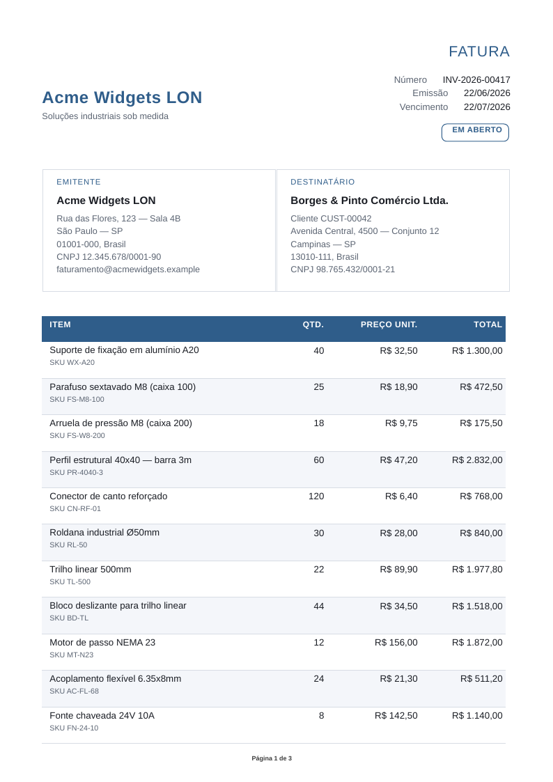 Vellora native invoice page 1 visual evidence