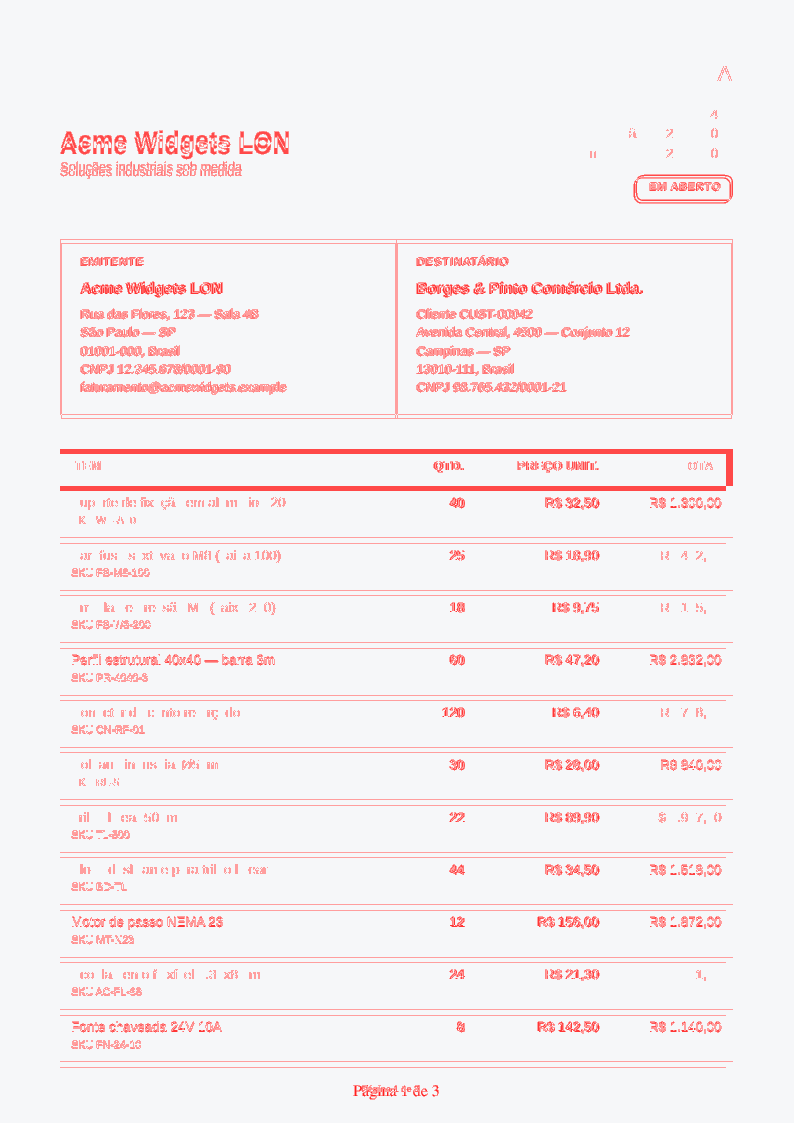 Pixel diff between Vellora native and Vellora Chromium invoice page 1